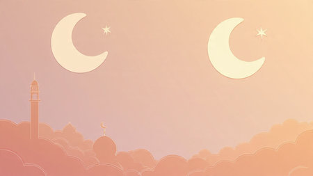 Modern Ramadan design with abstract Islamic elements.