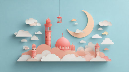 Modern Ramadan background with abstract Islamic influence.の写真素材