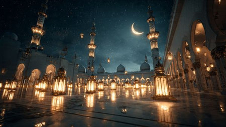 Modern Ramadan background with abstract Islamic influence.
