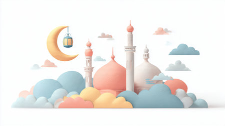 Premium Ramadan scene capturing the essence of Ramadan nights.の写真素材