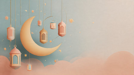 Elegant Ramadan night illustration with soft golden highlights.
