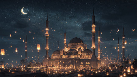 Elegant Islamic background reflecting the serenity of Ramadan nights.