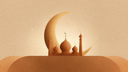Minimal Ramadan background created for commercial and editorial use.の写真素材