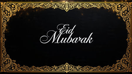 Elegant black background with golden frame and ornament. Vector illustrationの写真素材