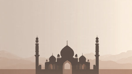 Silhouette of mosque on white background. Vector Illustration.の写真素材