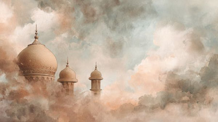 Digital painting of Taj Mahal in Agra, Uttar Pradesh, Indiaの写真素材
