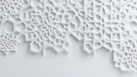 3d illustration of islamic white pattern on a white background