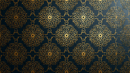Luxury dark blue background with golden ornament. Vector illustration.