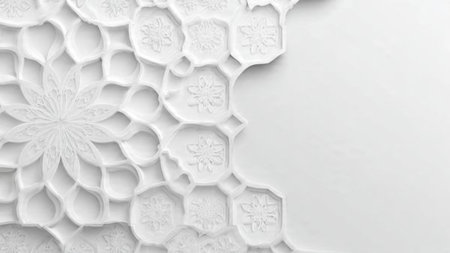3d render of white paper background with embossed flower pattern