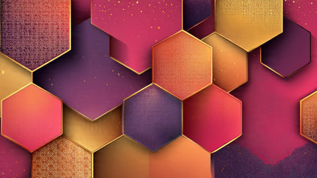 Abstract background with golden hexagons. Vector illustration. Eps 10.