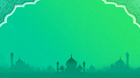 Ramadan Kareem background with mosque and arabic calligraphy