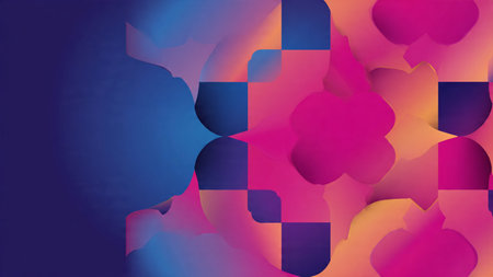 abstract background with geometric shapes in purple, blue and pink colors
