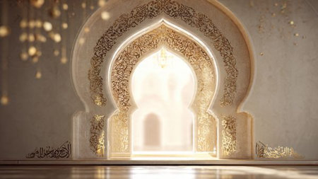 3d rendering of a beautiful mosque in the middle of the roomの写真素材