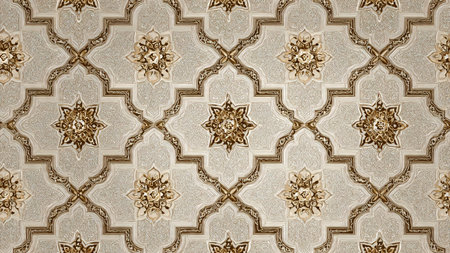 Ceramic tiles intricate details of the Alhambra palace, Granada, Spain