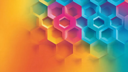 Colorful abstract background with hexagons. 3d render illustration.