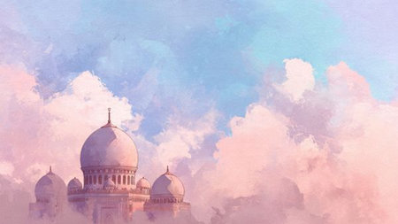 Digital painting of Taj Mahal in Agra, Uttar Pradesh, Indiaの写真素材