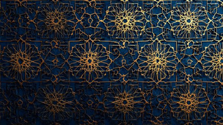 Morocco pattern on a blue background. 3d rendering.の写真素材