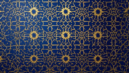 Ottoman Turkish  art with geometric patterns on wood background in view