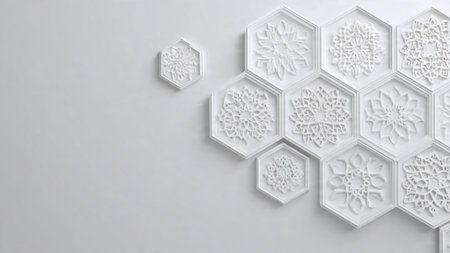 White paper snowflakes on a white background. 3d rendering