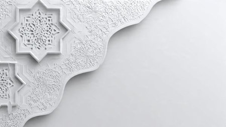 3d rendering of white islamic pattern on a white backgroundの写真素材