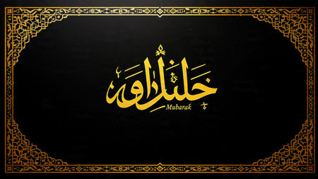 Ramadan Kareem calligraphy with arabic calligraphy in gold color on black background