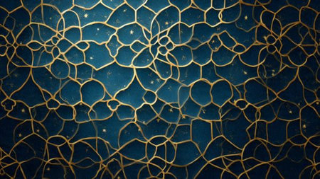 3D render of arabic pattern on a blue background.
