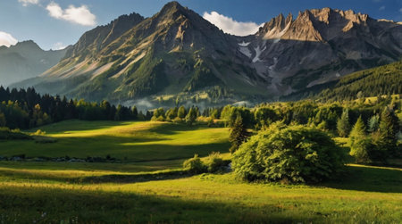Serene bamboo forest path in soft morning light.の写真素材