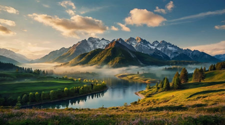 Calm tropical lagoon under radiant sunshine.の写真素材