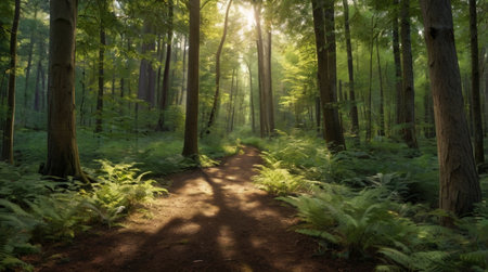 Calm lake reflecting colorful autumn trees.の写真素材