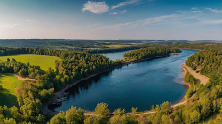 River winding through a deep canyon.の写真素材
