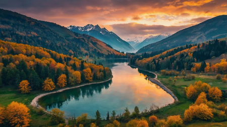 Lush rainforest waterfall in bright daylight.の写真素材