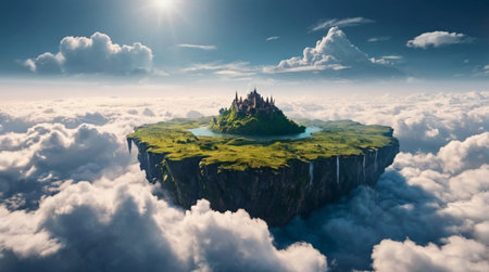 Peaceful riverbank with tall green grasses.の写真素材