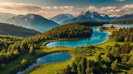 Quiet countryside road leading toward mountains.の写真素材