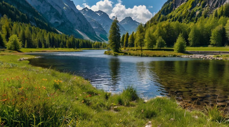 Sandy shoreline with gentle waves at dawn.の写真素材