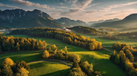 Snowy mountain reflection in a crystal lake.の写真素材