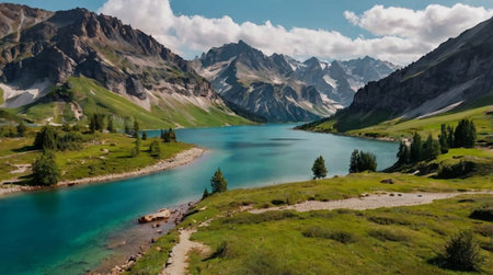 Sandy shoreline with gentle waves at dawn.の写真素材