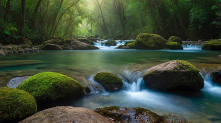 Peaceful rural road leading into sunset horizon.の写真素材