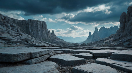 Tranquil lagoon reflecting a vibrant sunset sky.の写真素材
