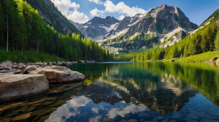 Vast open field beneath fluffy white clouds.の写真素材