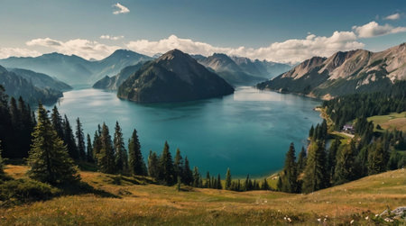 Waterfall hidden in lush rainforest.の写真素材