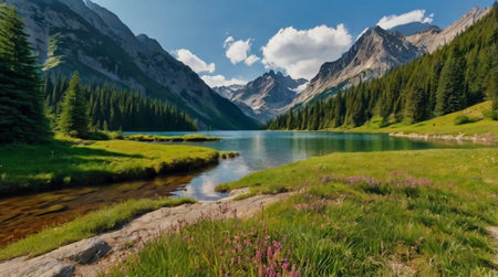 Dramatic sunset over wide open savanna landscape.の写真素材