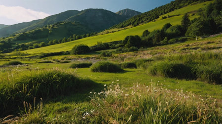Deep forest landscape with tall green trees.