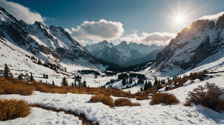Vibrant sunset illuminating tropical beach scene.の写真素材