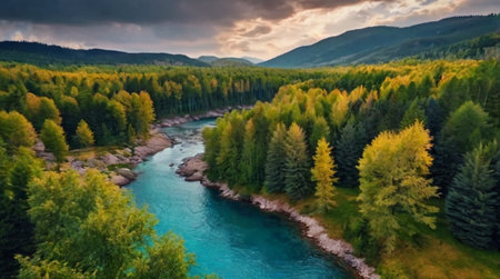 Wildflower field under bright blue sky.の写真素材