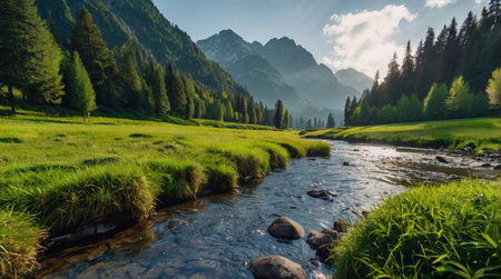 Early morning light over a tranquil river.