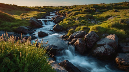 Serene countryside road lined with tall trees.の写真素材