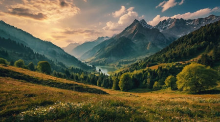 Serene ocean sunset with glowing orange hues.の写真素材