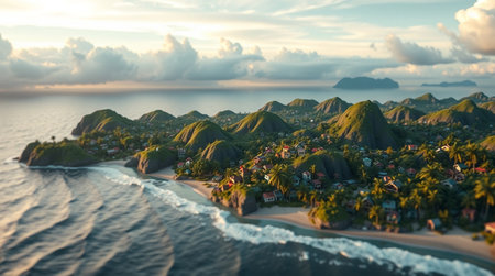 Golden wheat field glowing under the soft evening sunlight.の写真素材