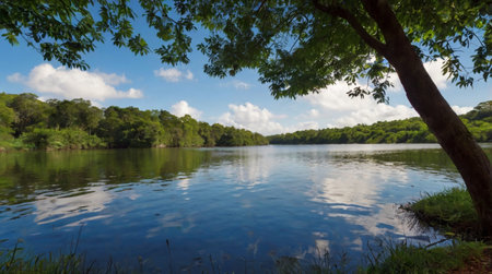 Serene alpine meadow filled with blooming wildflowers.の写真素材