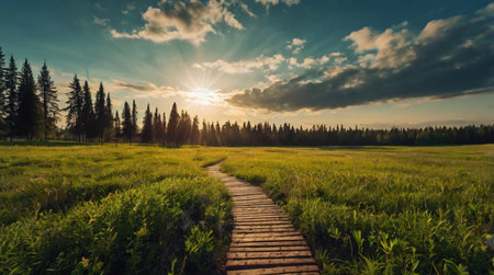 Waterfall flowing gracefully through a rocky forest canyon.の写真素材